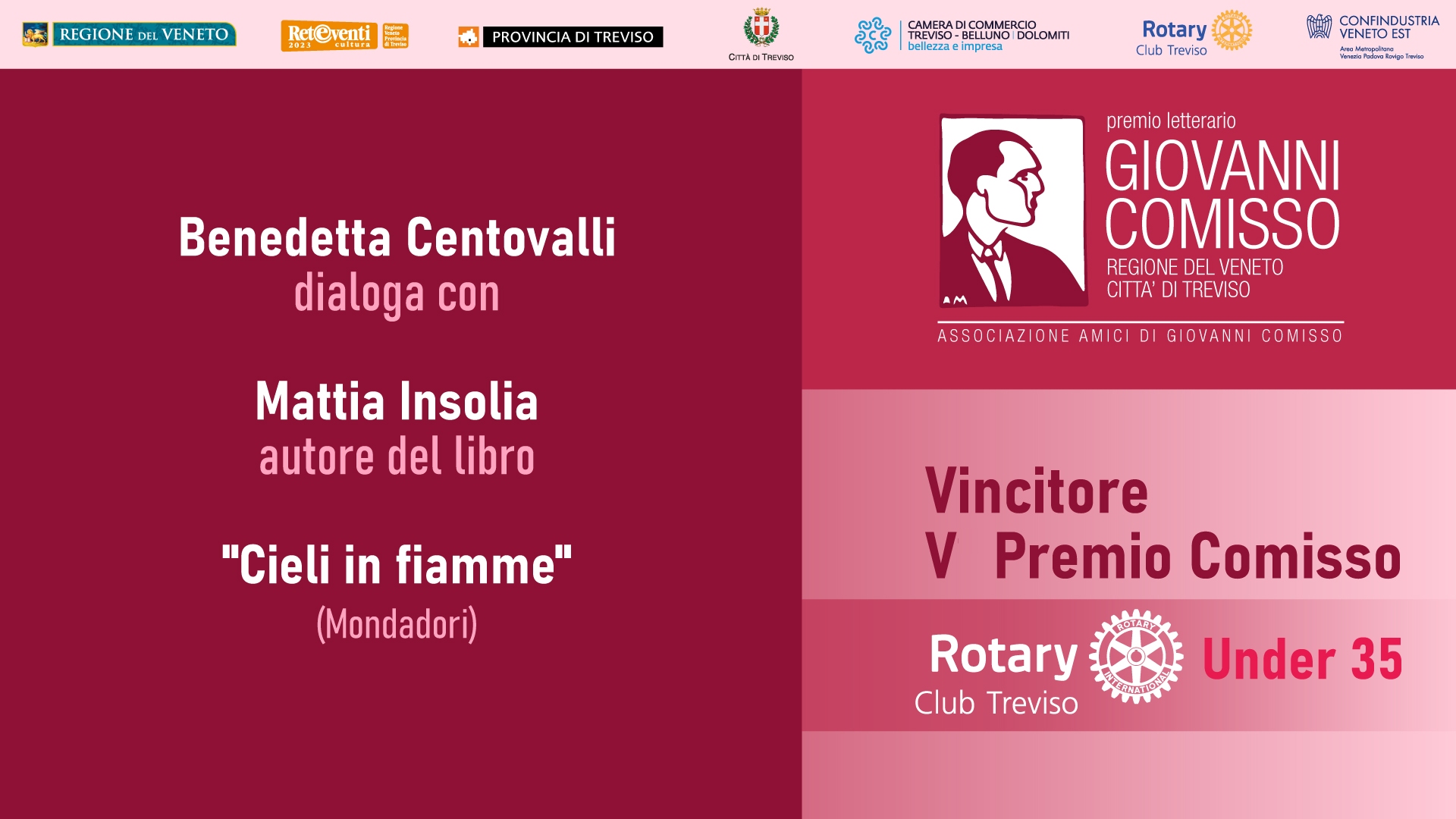5° Premio Comisso Rotary Club Treviso Under 35. Benedetta Centovalli dialoga con Mattia Insolia