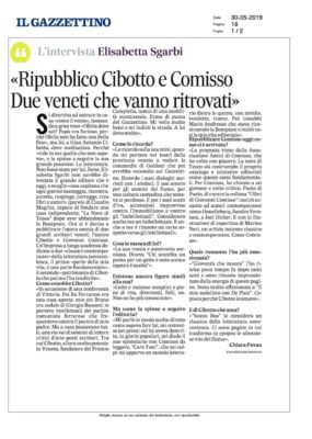 Elisabetta Sgarbi: "Ripubblico Cibotto e Comisso. Due veneti che vanno ritrovati" (Il Gazzettino, 30/05/2019)