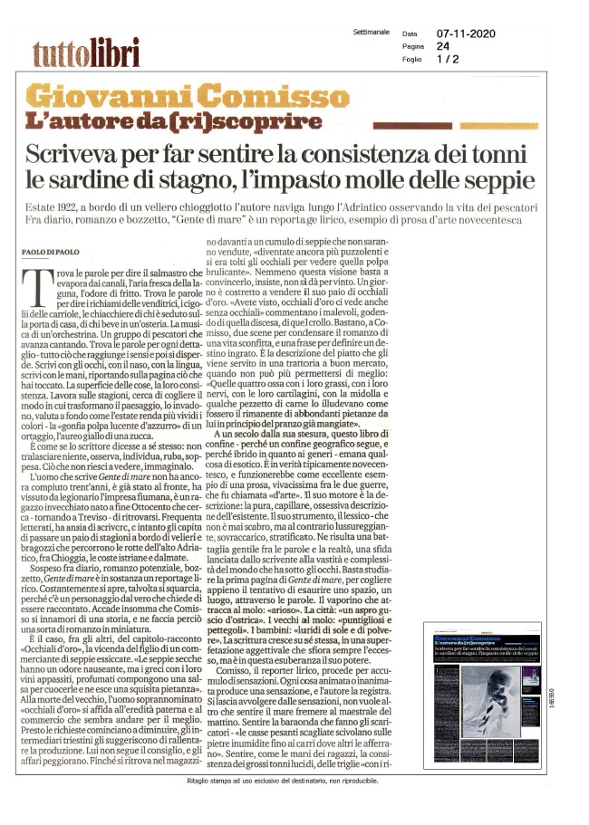 Giovanni Comisso. L'autore da (ri)scoprire (La Stampa - TuttoLibri, 07/11/2020)