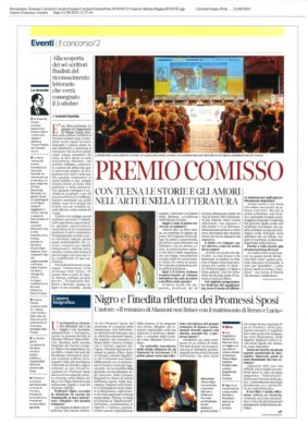 Premio Comisso. Con Tuena le storie e gli amori nell’arte e nella letteratura (Corriere del Veneto, 22/09/2019)