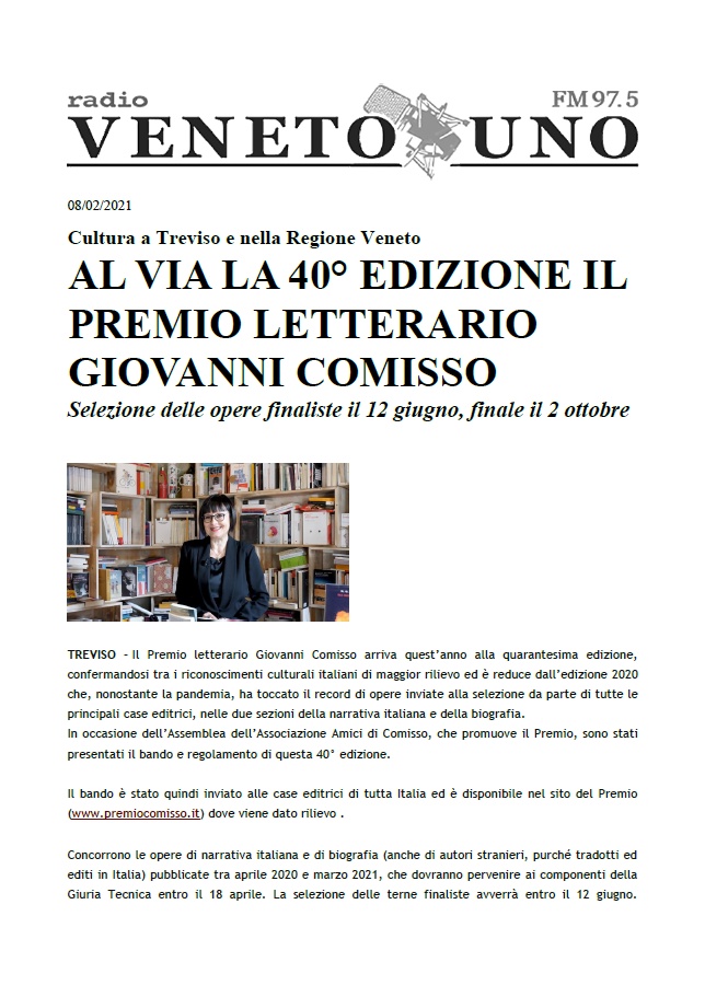 Al via la 40° edizione del Premio letterario Giovanni Comisso (Radio Veneto Uno, 08/02/2021)
